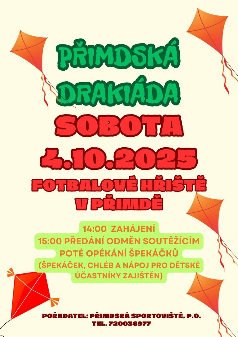 V SOBOTU 4.10. PŘIMDSKÁ DRAKIÁDA